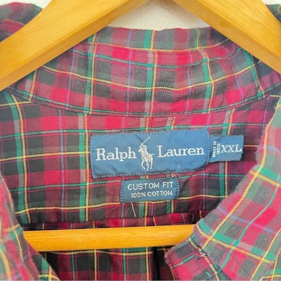 Ralph Lauren Blue Label Red Plaid Button Down 100% Cotton Dress Shirt XXL - Picture 4 of 7